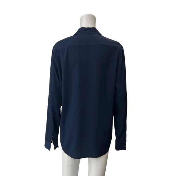 $850 The Row Blue Silk Blouse Button Down Blouse Shirt size 8 - Picture 5 of 9